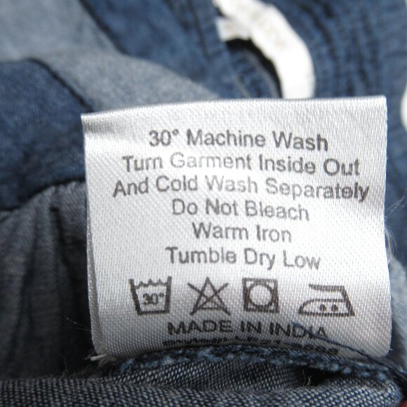 Anthropologie Love The Label Chevron Smocked Puff-Sleeve Blouse Blue XS - Picture 8 of 8